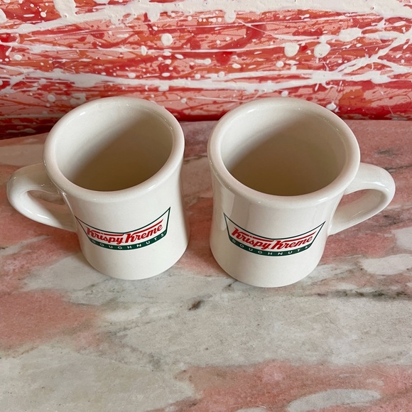Pair of Krispy Kreme Doughnuts Mugs Heavy Restaurant Ware Cups Retro Vintage - Picture 4 of 7